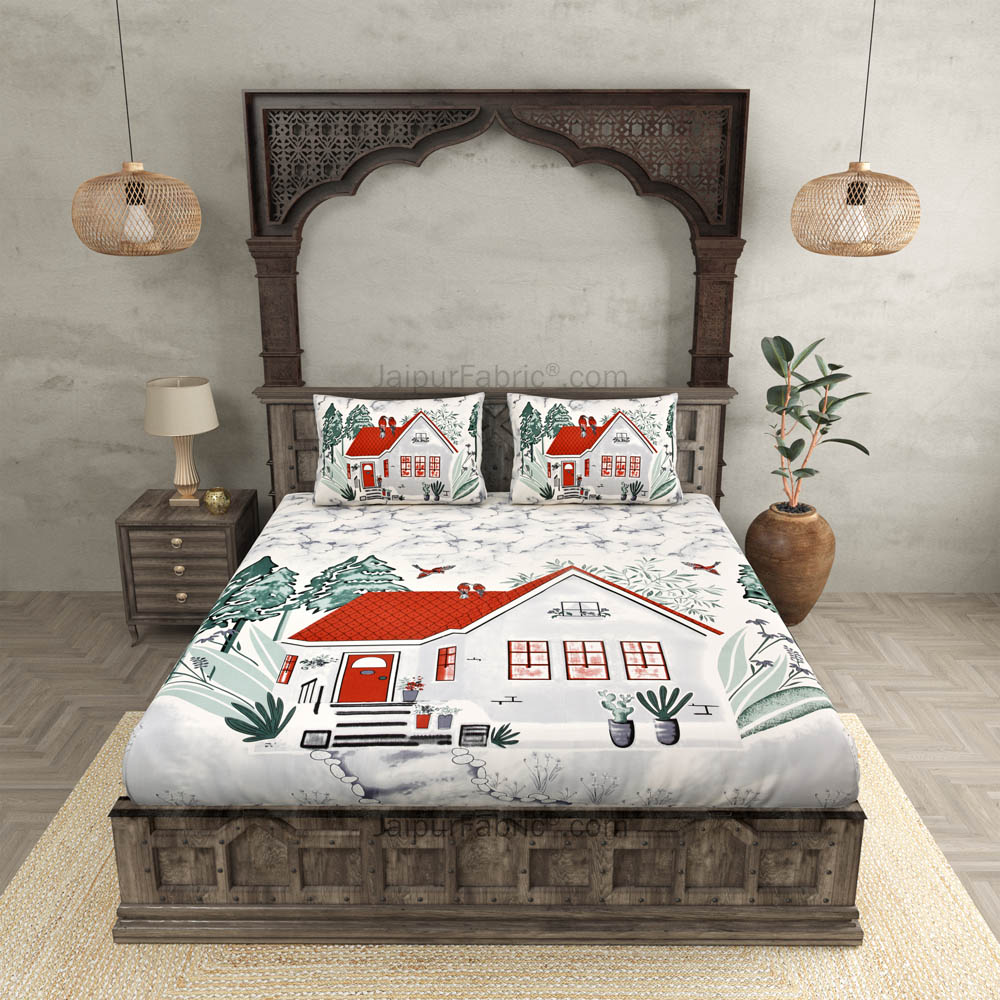 Beautiful Home Brick Red Pure Cotton Double Bedsheet