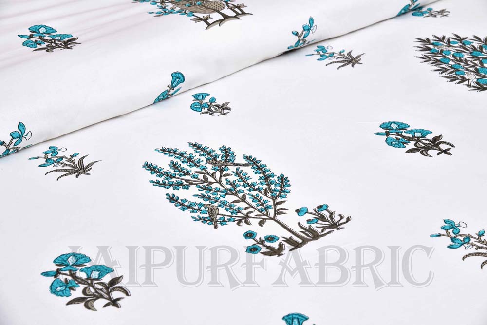 Good Nature Firozi Fine Cotton Hand Block King Size Bedsheet Set