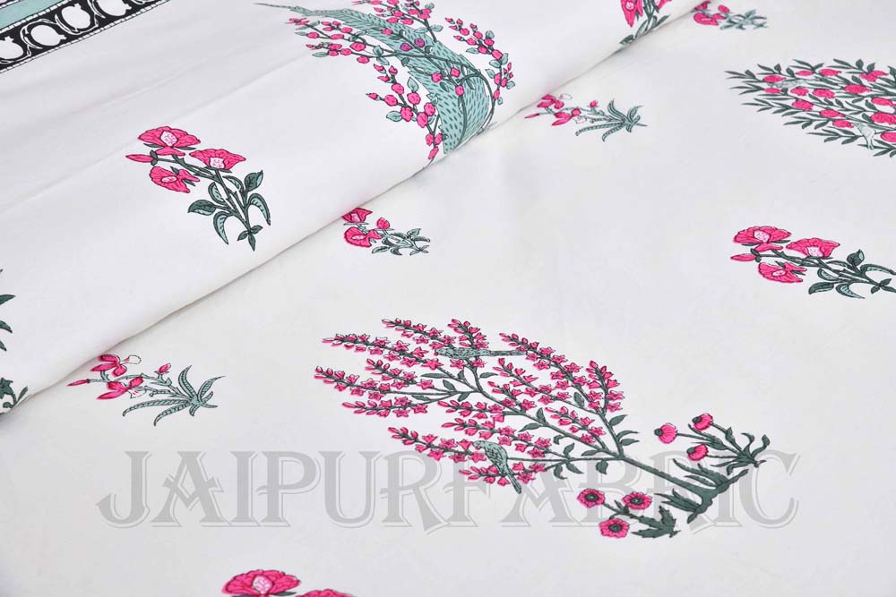 Good Nature Pink Fine Cotton Hand Block King Size Bedsheet Set
