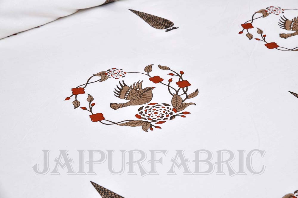 Pleasing Nest Brown Fine Cotton Hand Block King Size Bedsheet Set
