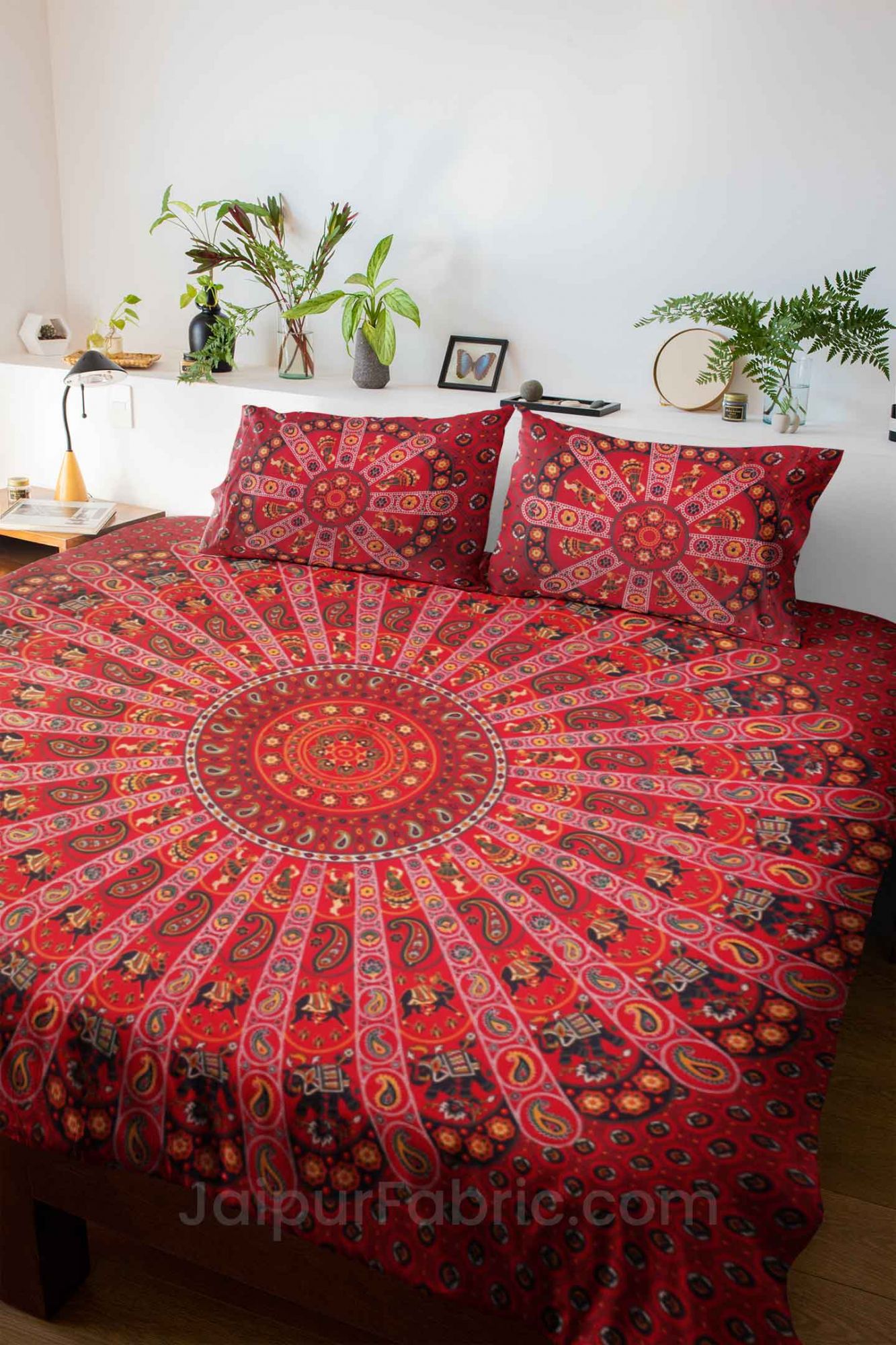 Indian Traditional Mandala King Size Pure Cotton Bed Sheet With 2 Pillow Covers 