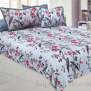 Rose Realm Green Pure Cotton King Size Bedsheet