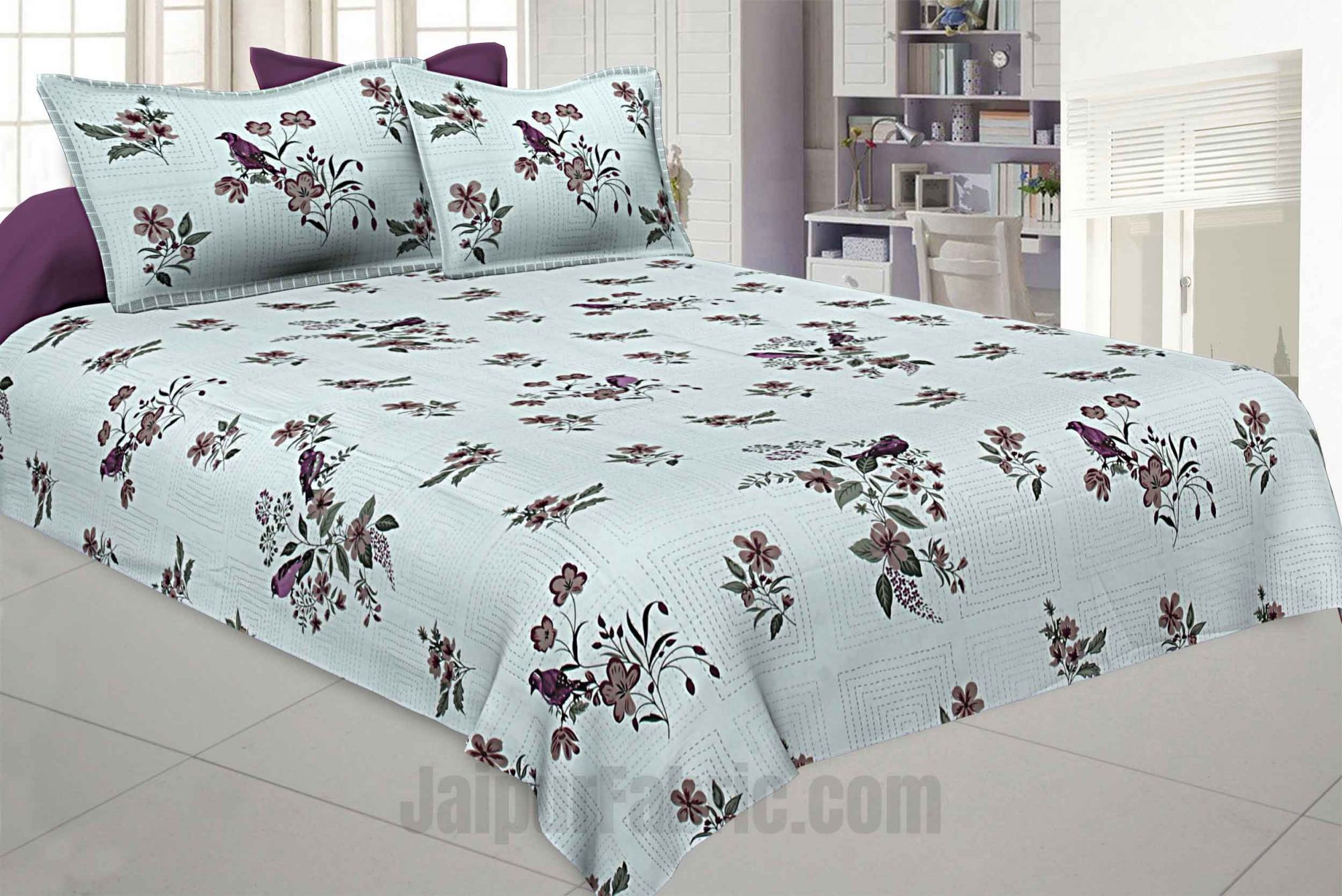 Nature Glory Green Pure Cotton King Size Bedsheet