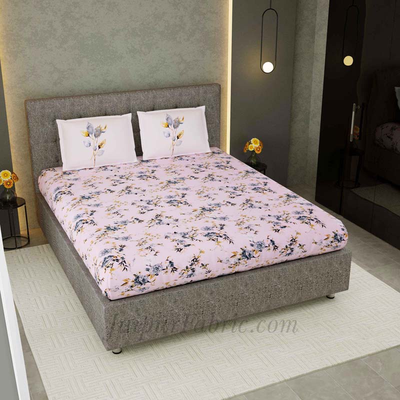 Ayrshire Grey King Size Bedsheet With 2 Pillow Covers