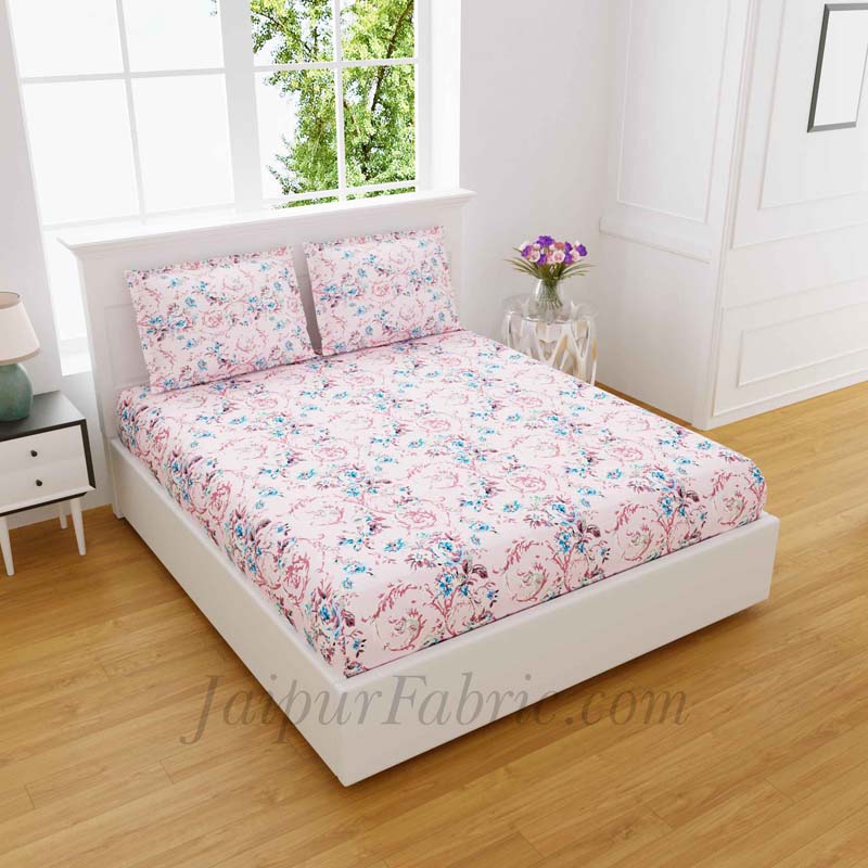 Miniflora Peach King Size Bedsheet With 2 Pillow Covers