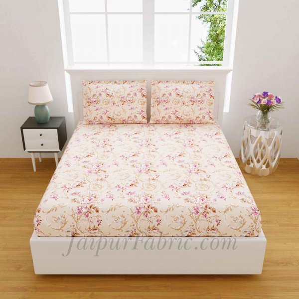 Miniflora Flamingo King Size Bedsheet With 2 Pillow Covers
