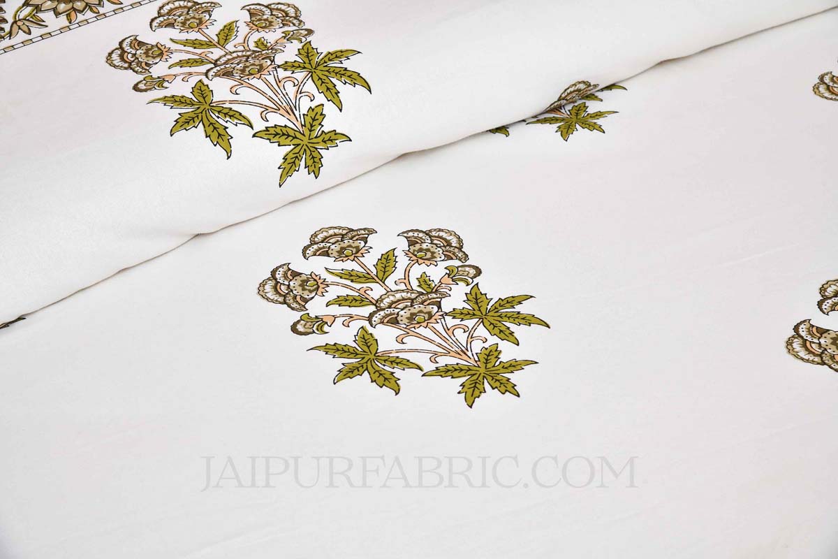 Green Rajasthan Royal Super Fine Cotton Block Print King Size Bedsheet
