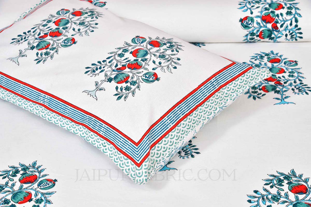 Blue Jaipur Heritage Block Print Super Fine Cotton King Size Bedsheet
