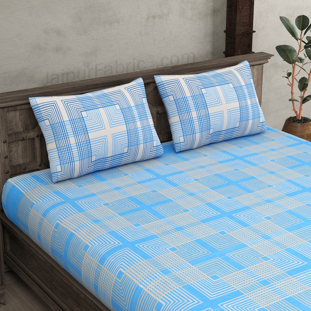 Maze Infinite Blue King Size Bedsheet