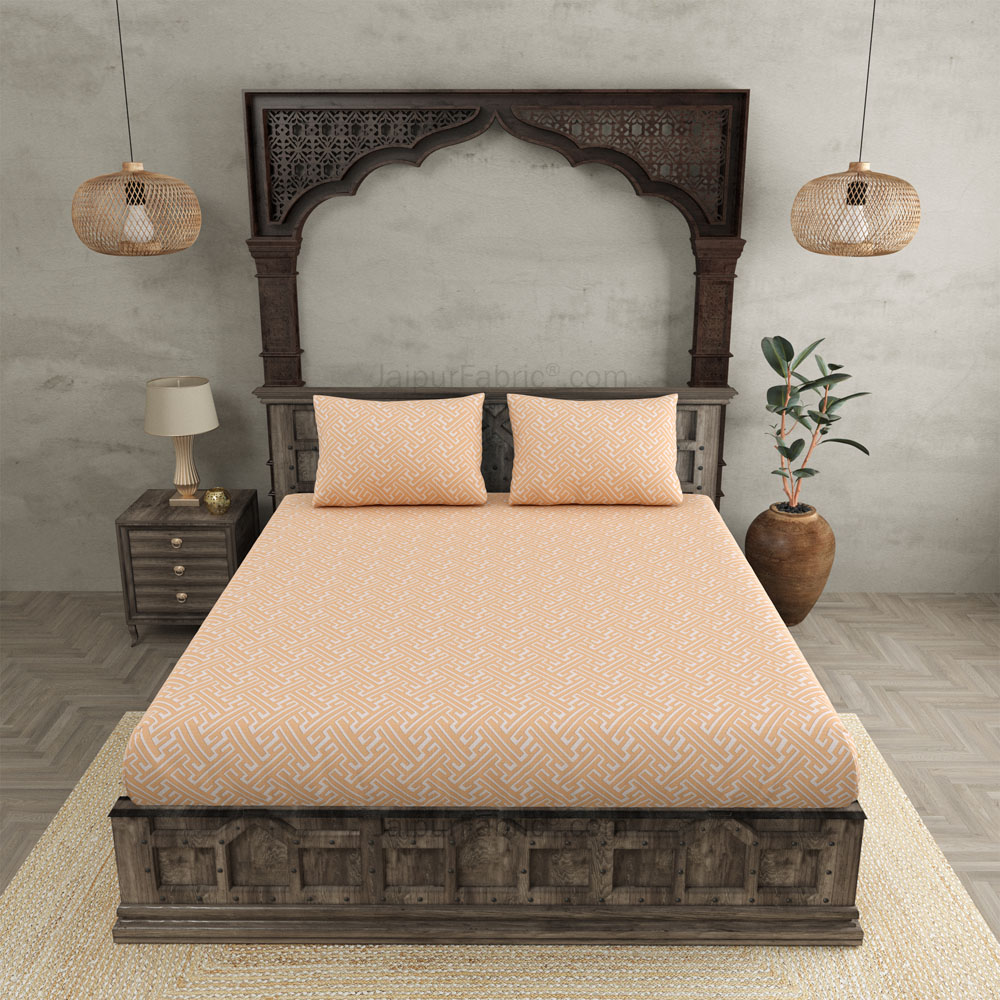 Maze Illusive Creamy Peach  King Size BedSheet