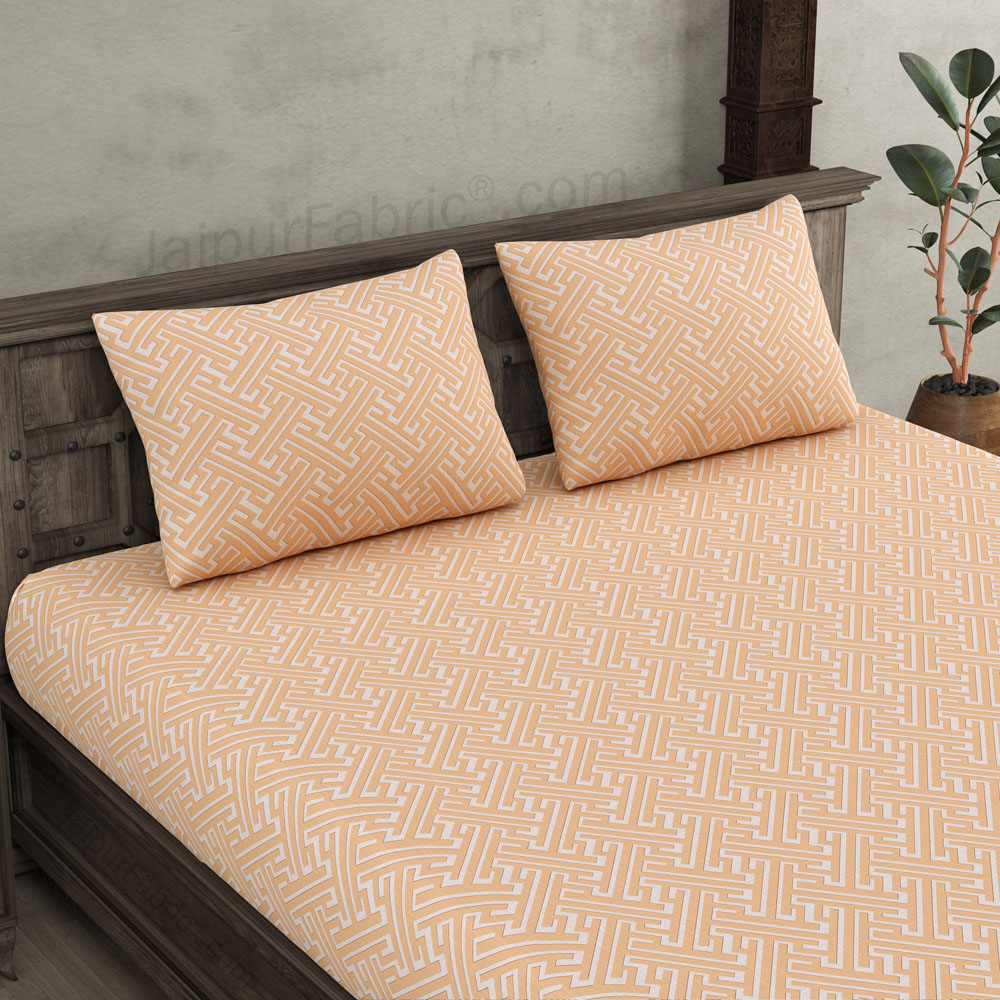 Maze Illusive Creamy Peach  King Size BedSheet