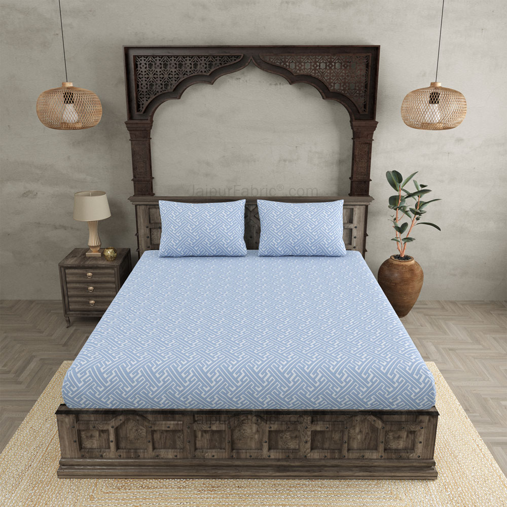 Maze Illusive Blue  King Size BedSheet