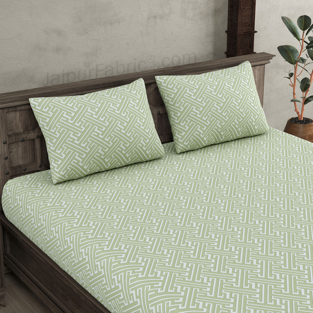 Maze Illusive Green  King Size BedSheet