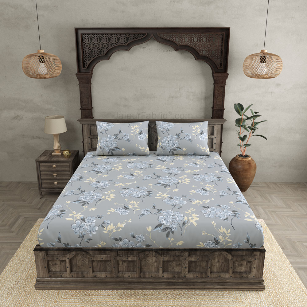 Tropical Floral Blue King Size BedSheet