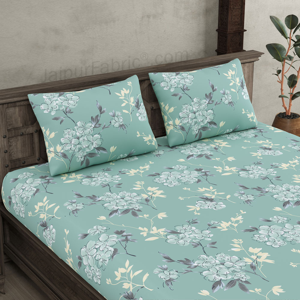 Tropical Floral Green King Size BedSheet
