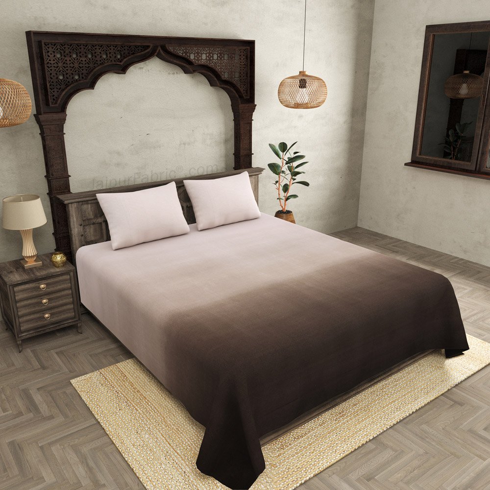 Ombre Coco Brown Gradient hues King Size BedSheet