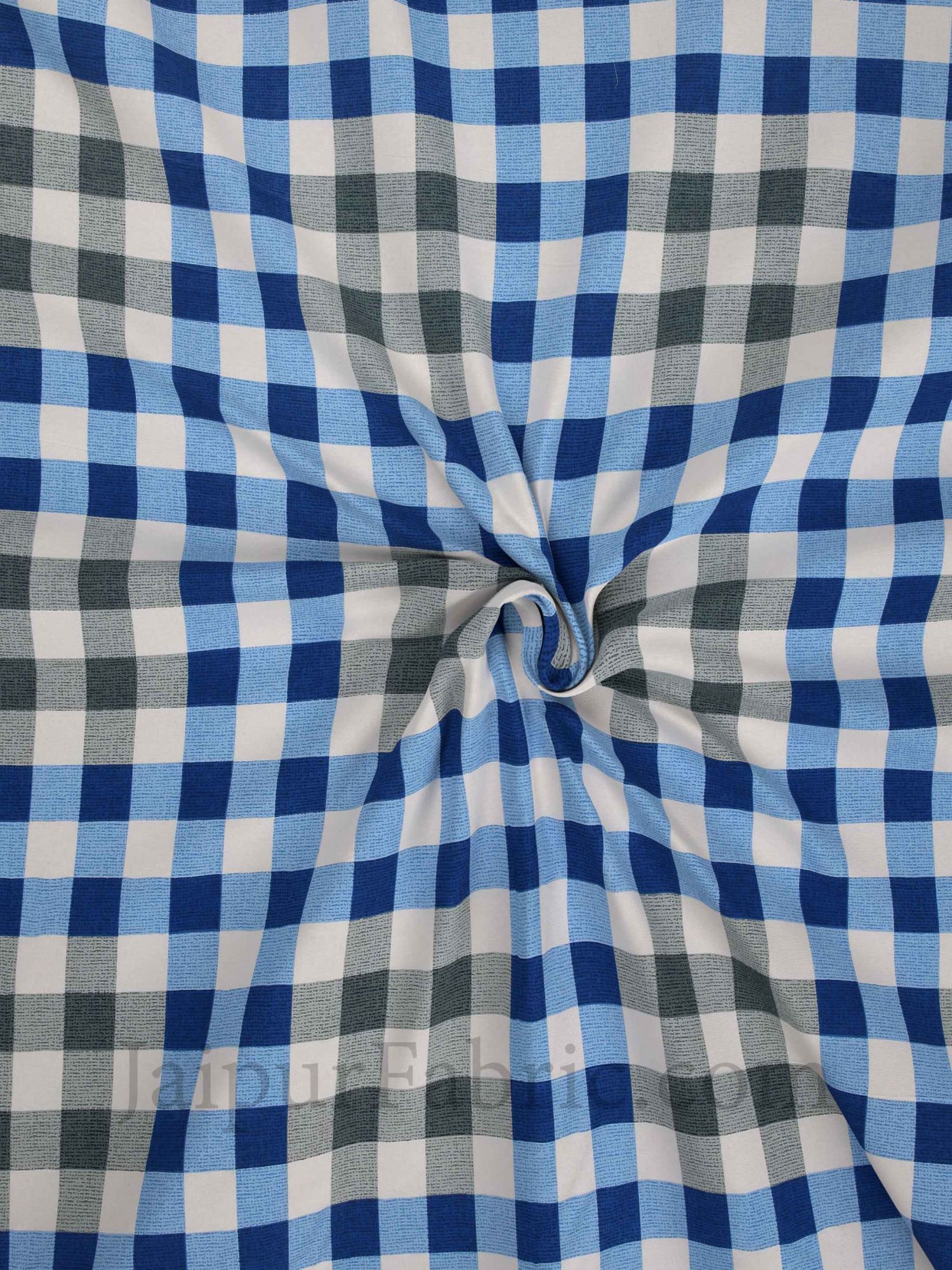 Checkered Blue Cotton King Size Double Bedsheet