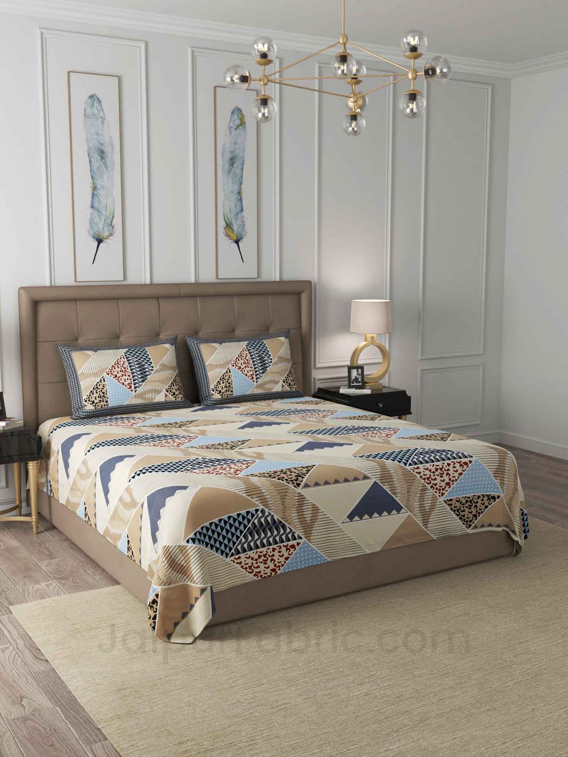 Modern Trend Beige Pastel Cotton King Size Double Bedsheet