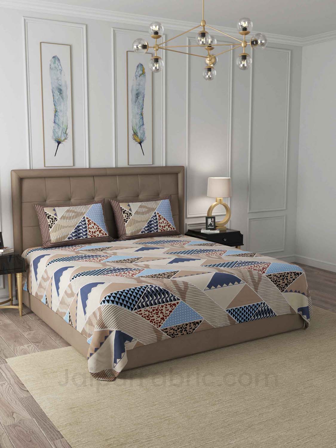 Modern Trend Blue Pastel Cotton King Size Double Bedsheet