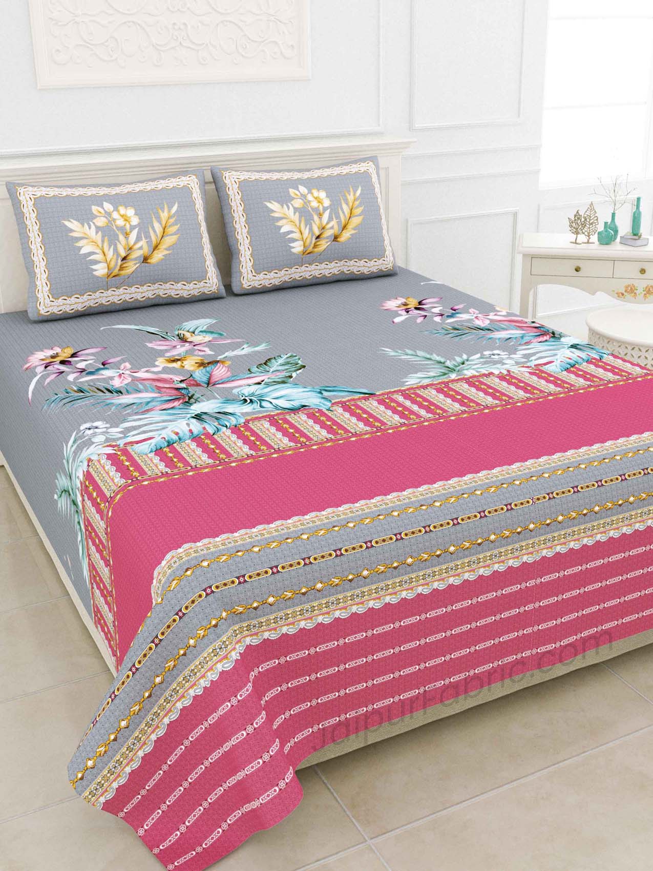 Oasis Italian Digital Print Luxury Cotton King Size Bedsheet