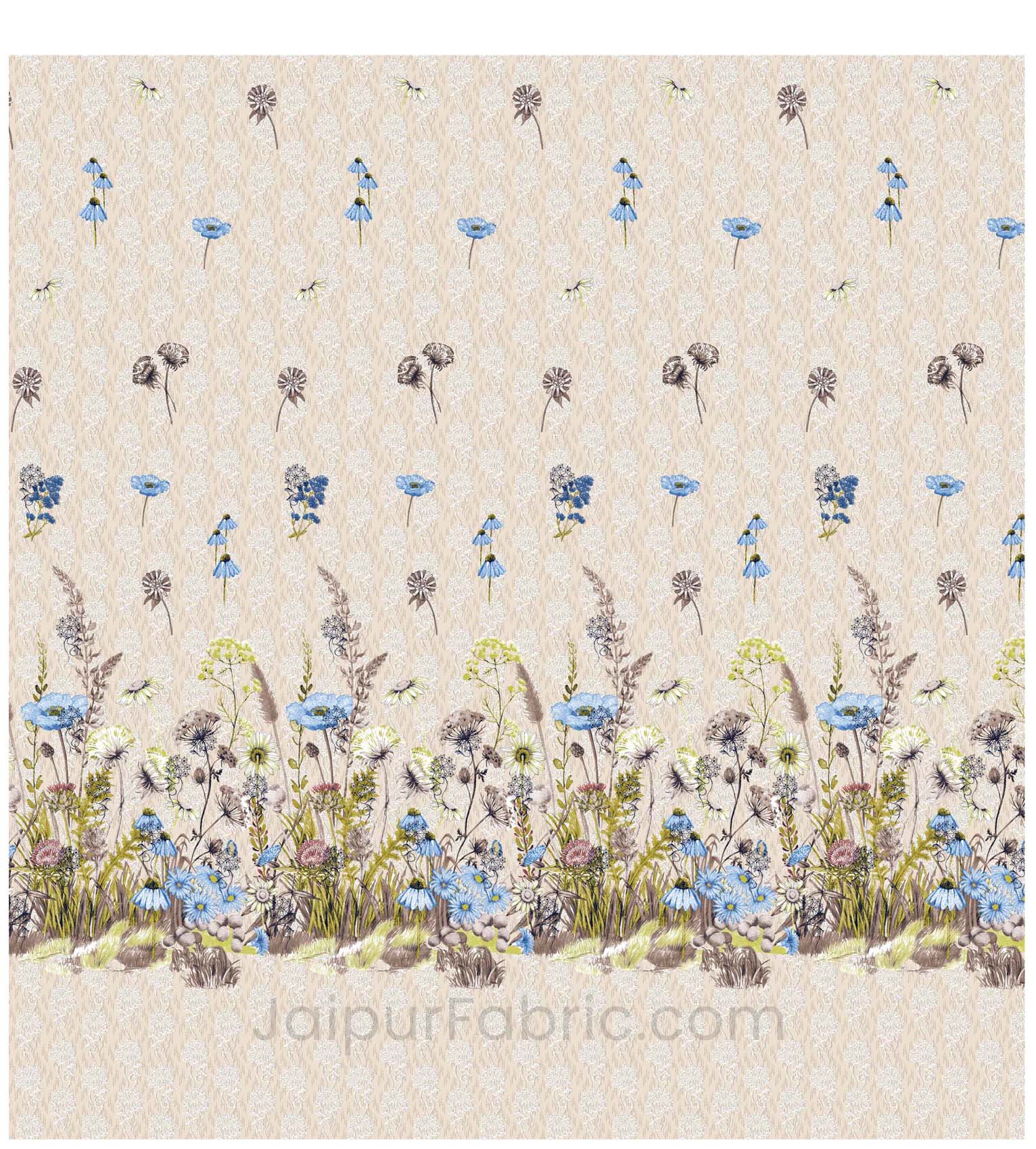 Flora Land Digital Print Luxury Cotton King Size Bedsheet