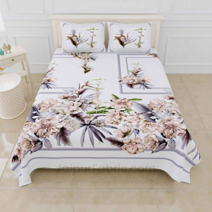 Dreamy AshGrey Digital Print Luxury Cotton King Size Bedsheet