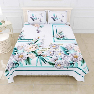 Dreamy SeaGreen Digital Print Luxury Cotton King Size Bedsheet