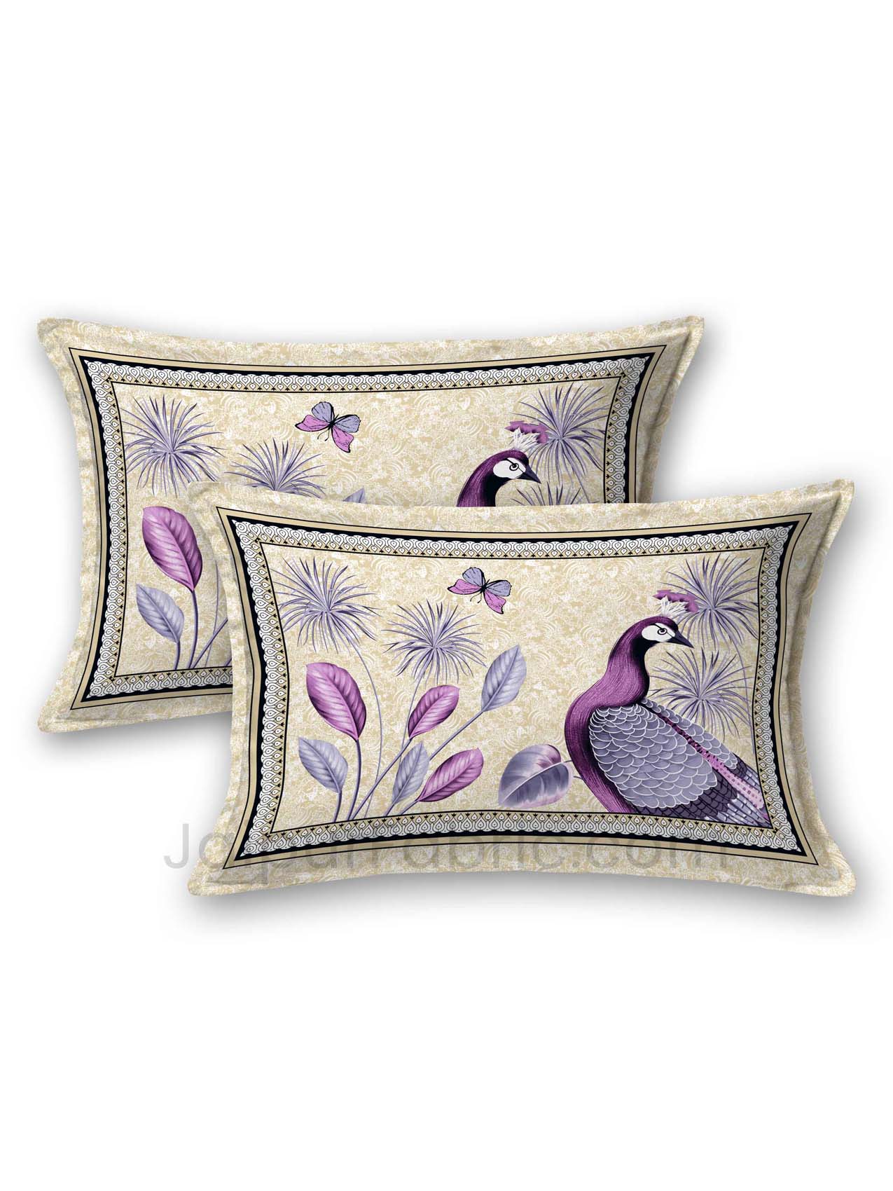 Peacock Lavender Digital Print Luxury Cotton King Size Bedsheet
