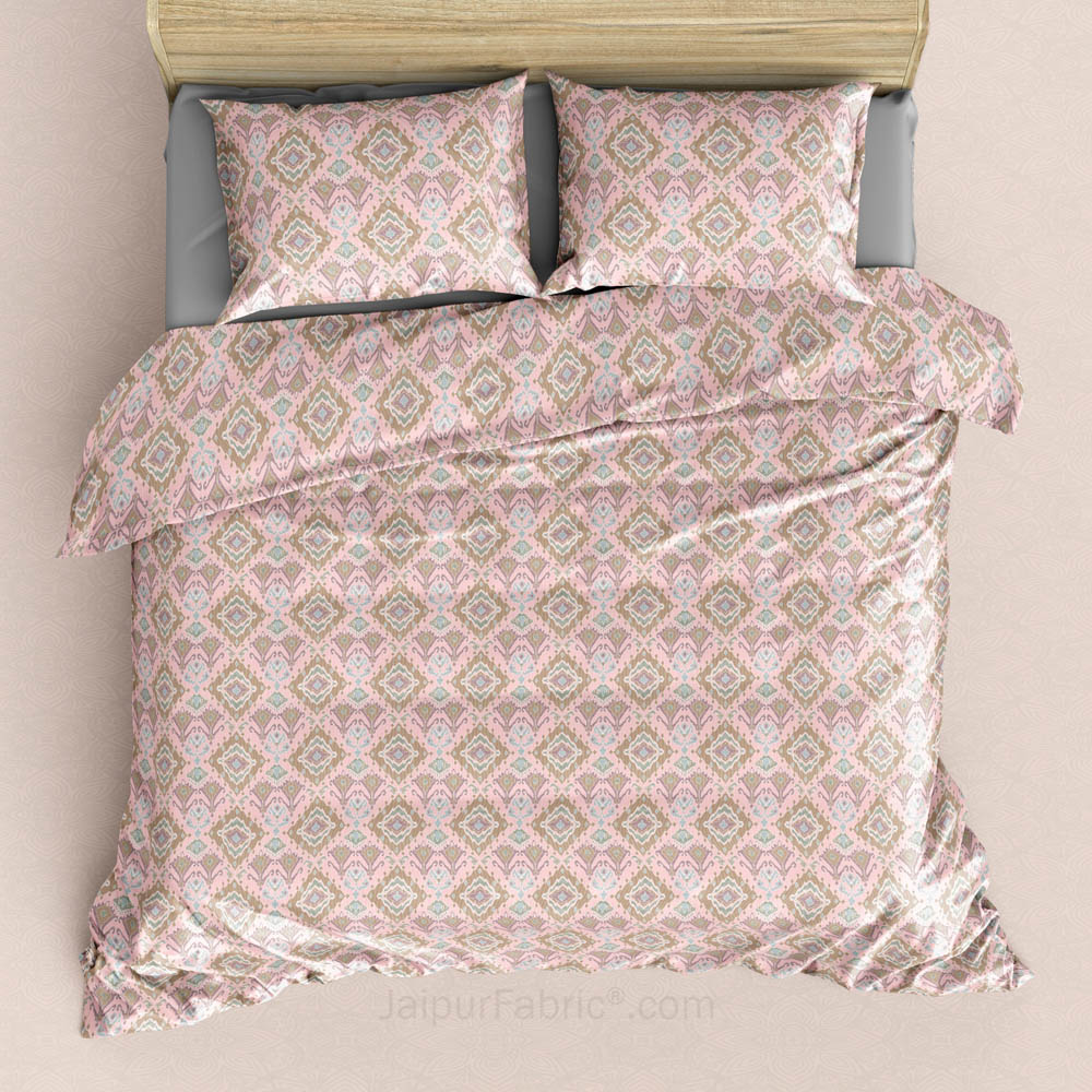 Two in One Reversible KingSize BedSheet Peach Love with 4 pillow covers