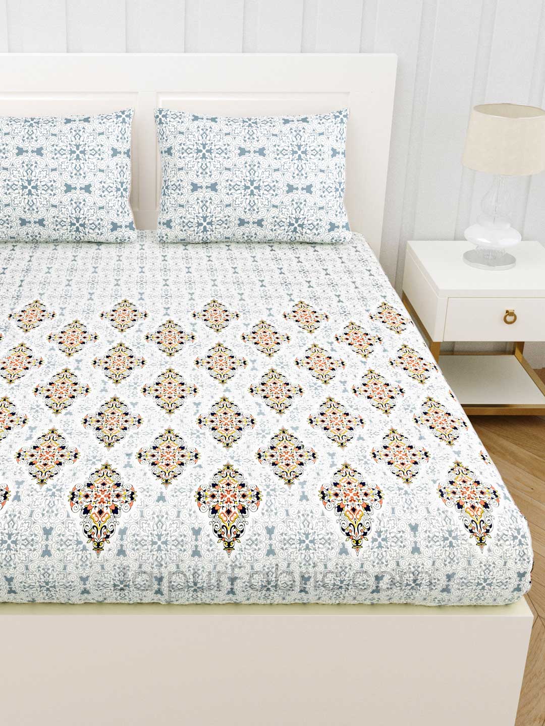 Royal Heritage Blue Premium Cotton King Size Double BedSheet