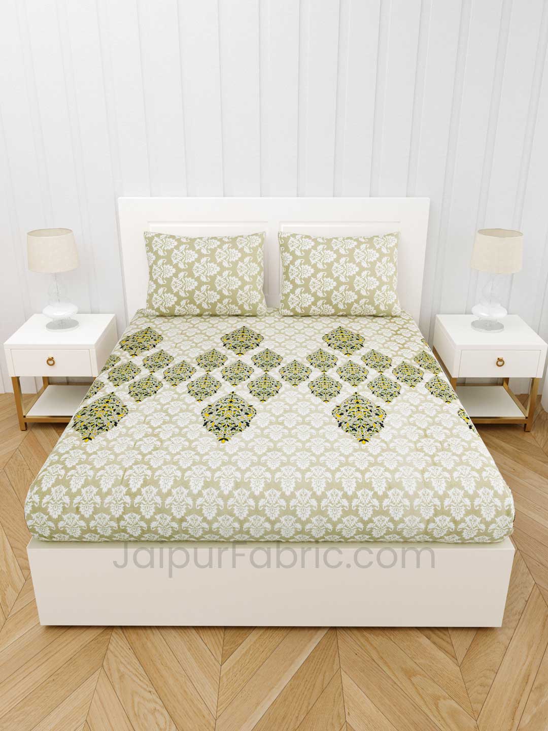 Classy Elegance Green Premium Cotton King Size BedSheet