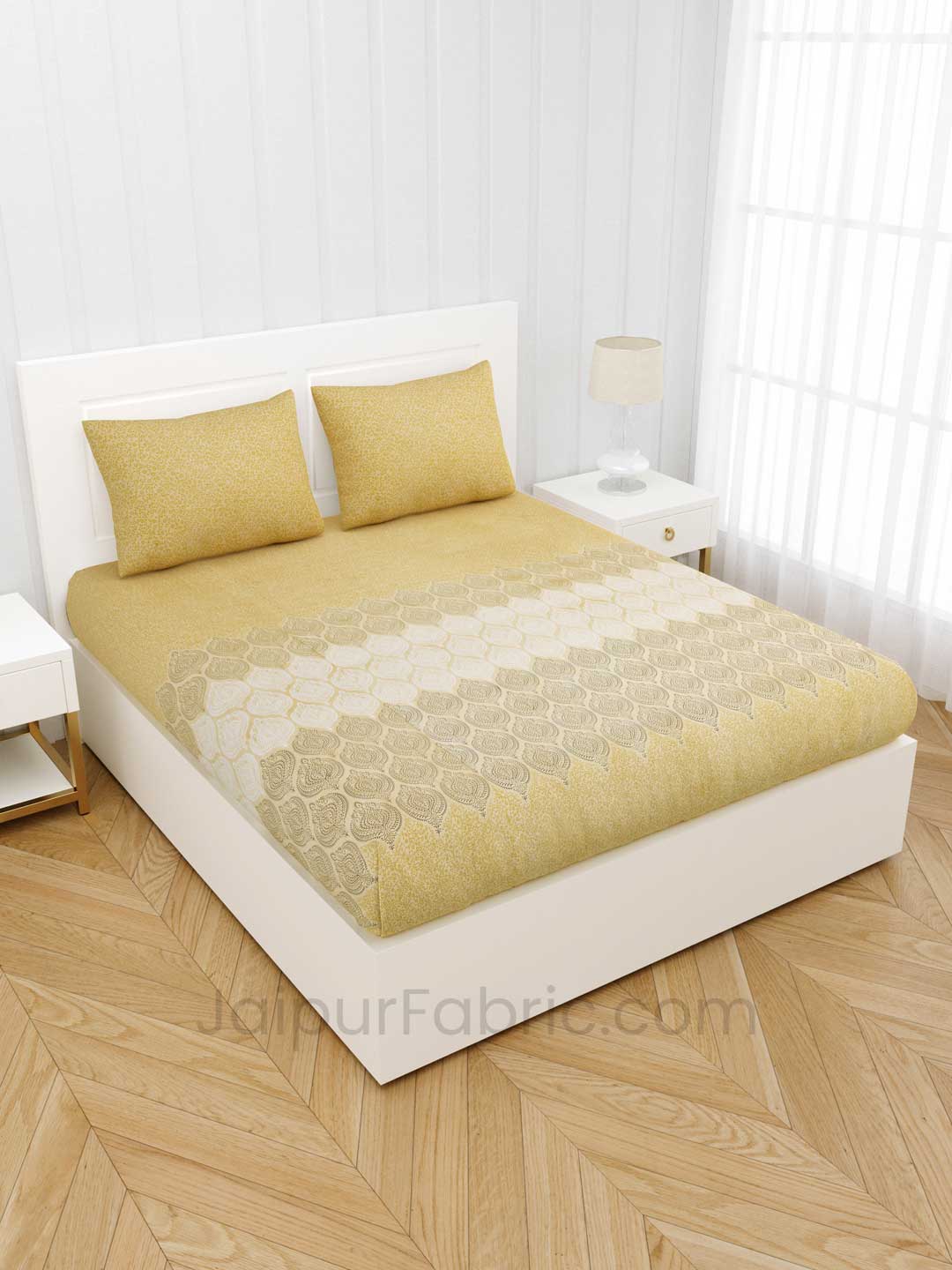 Dreamy Yellow Premium Cotton King Size BedSheet