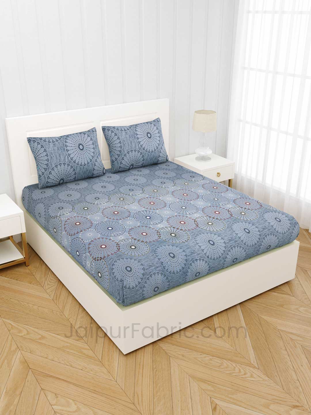 Minty Blue Premium Cotton King Size Double BedSheet