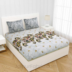 Artistic Grey Premium Cotton King Size Double BedSheet