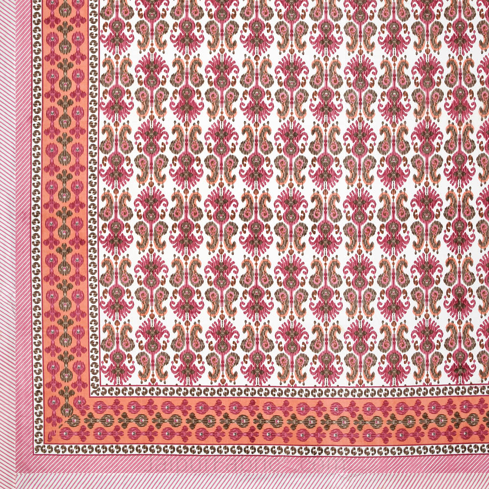 JaipurFabric® Ikat Pink Super King Size 10 Feet Wide Premium Cotton Bed Sheet