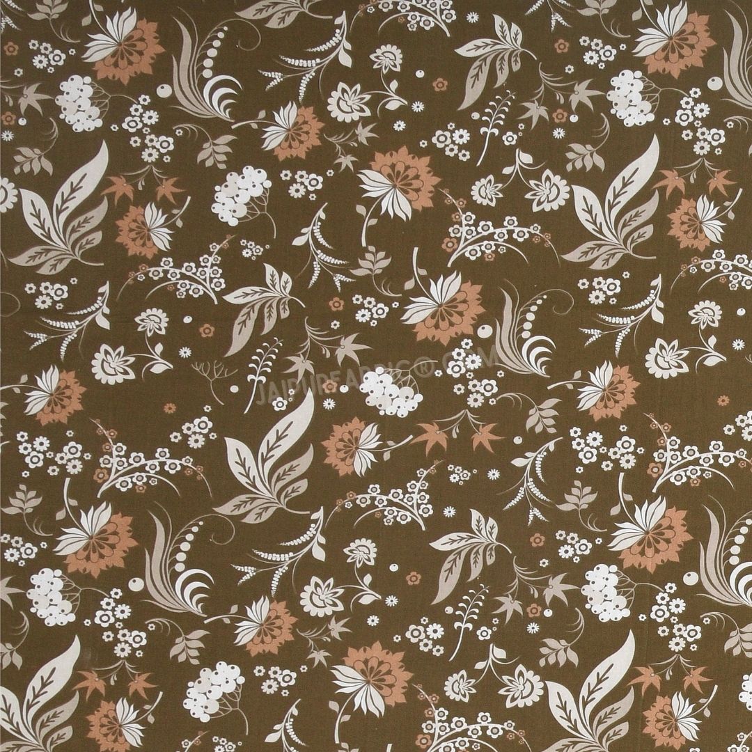Flowery Spring Brown Cotton King Size Bedsheet