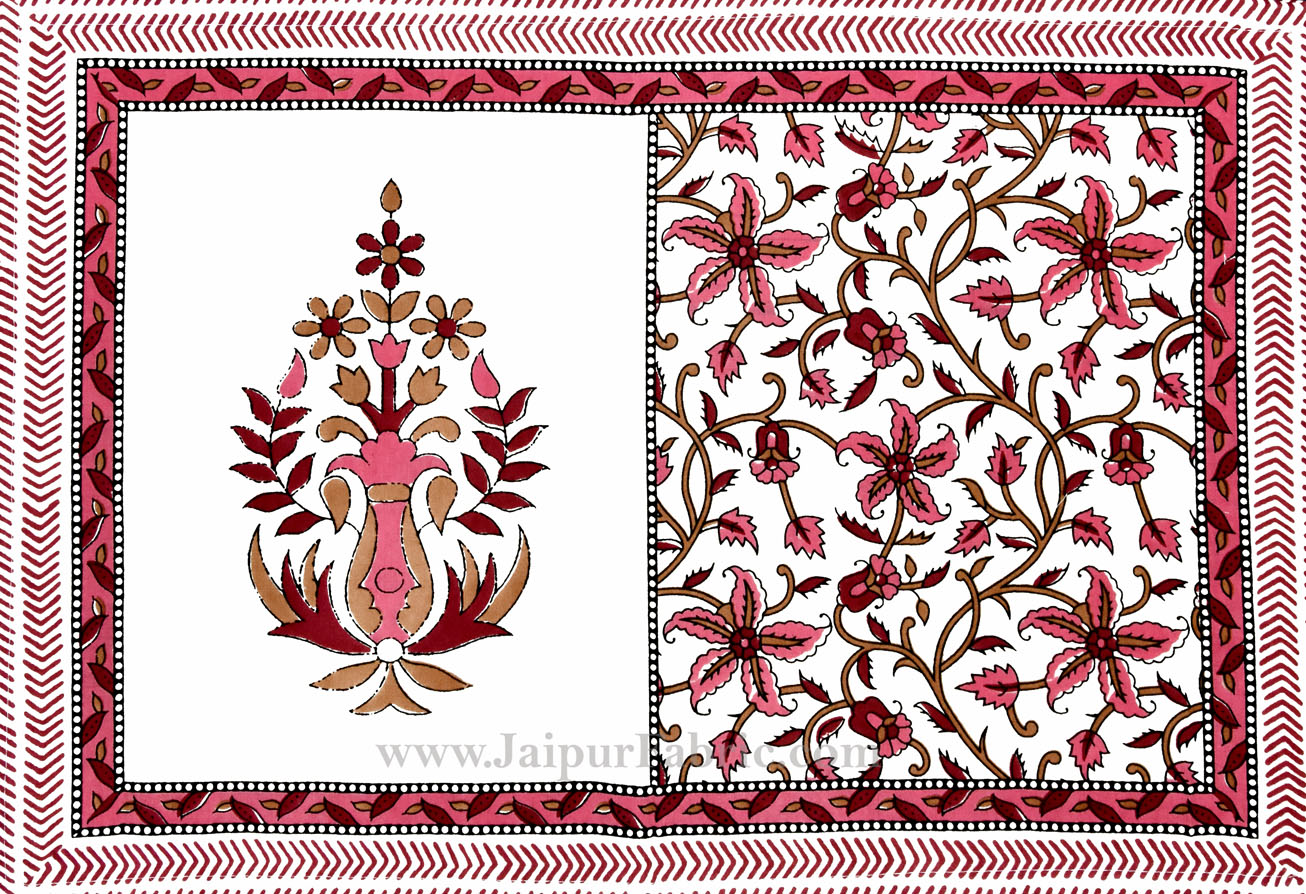 Ethnic Pink Double Bedsheet Jaal Print