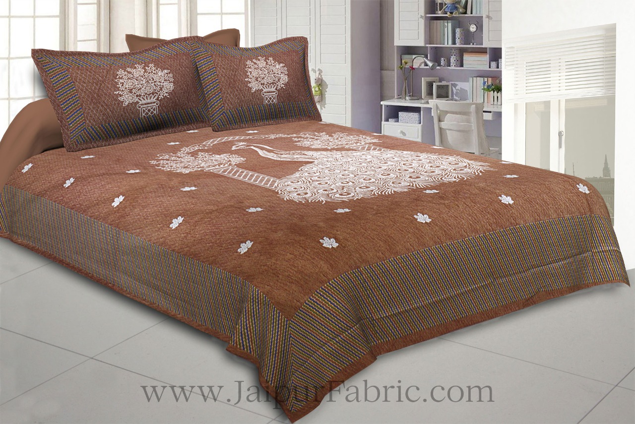 National Pride Earth Brown Giza Cotton Double BedSheet
