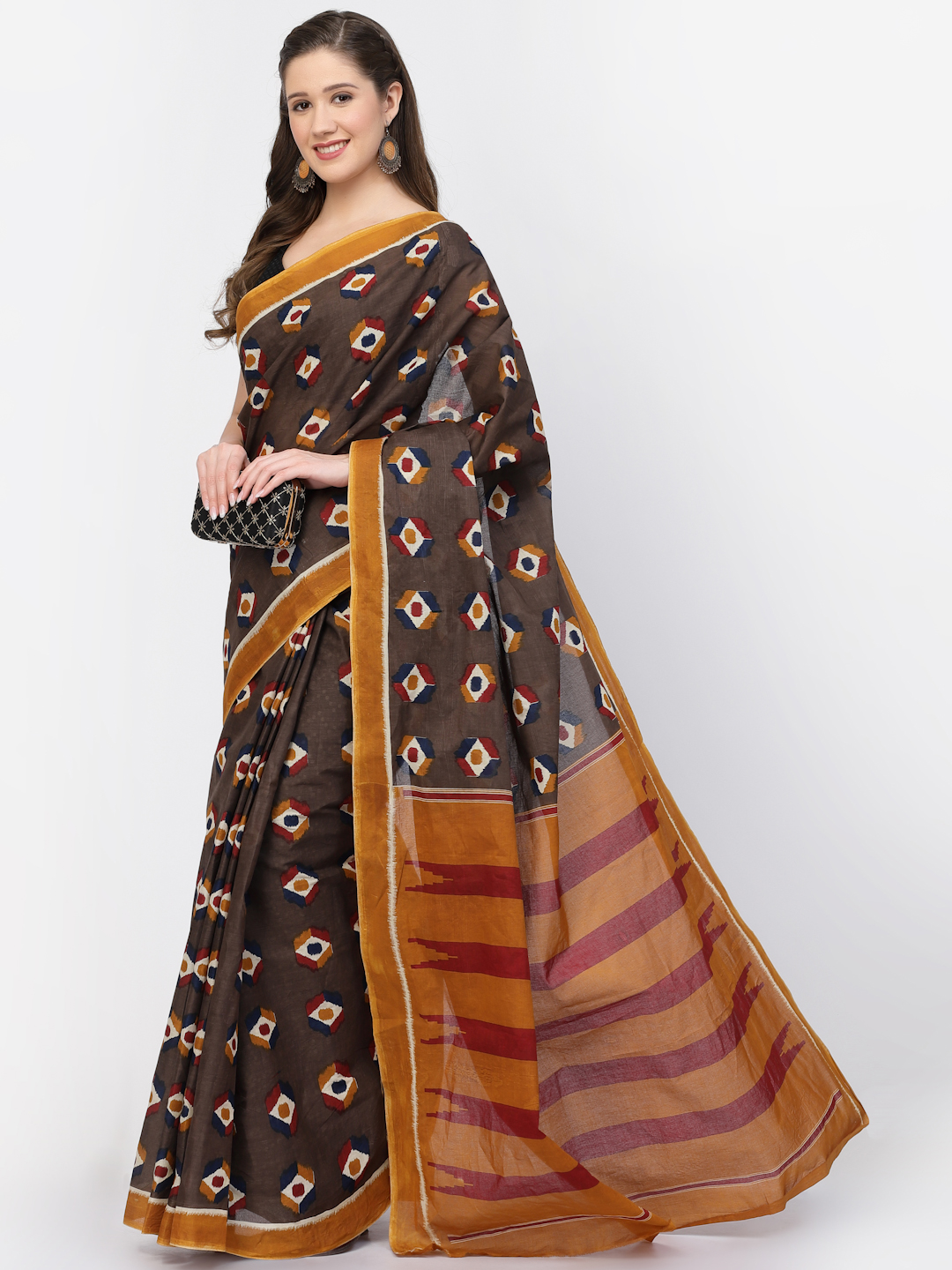 Women's Cotton Screen Printed Saree with Unstitched Blouse