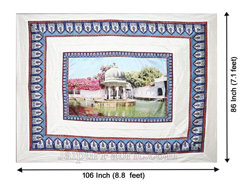 Digital Print Silk Bedsheet Udaipur Saheliyo ki Bari