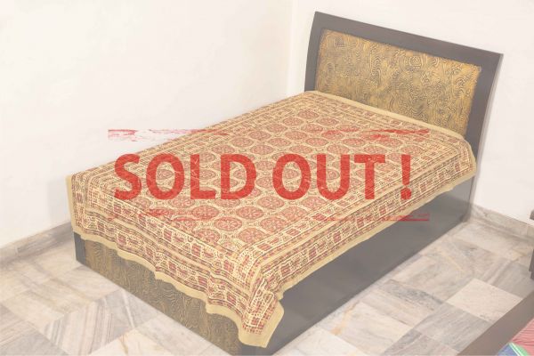 Bagru Brown Color Handmade Print Single Bed Sheet