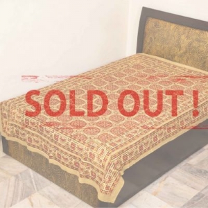 Bagru Brown Color Handmade Print Single Bed Sheet