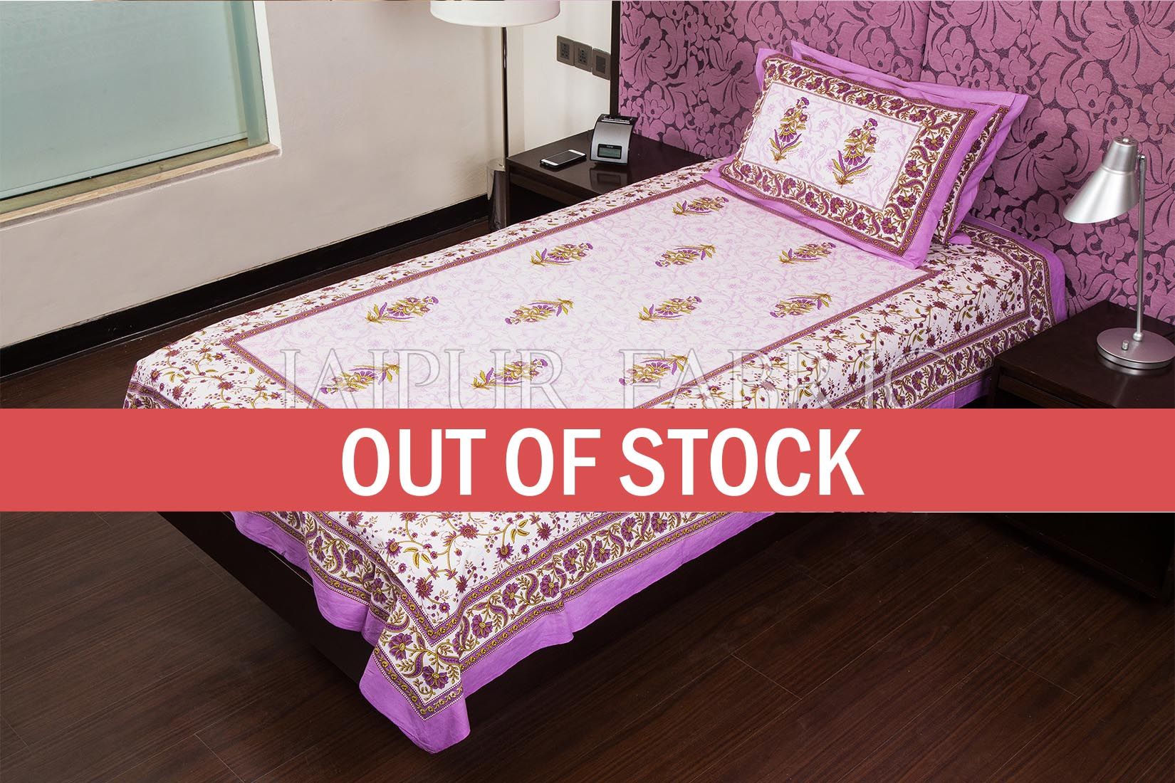 Purple Floral Print Cotton Single Bed Sheet
