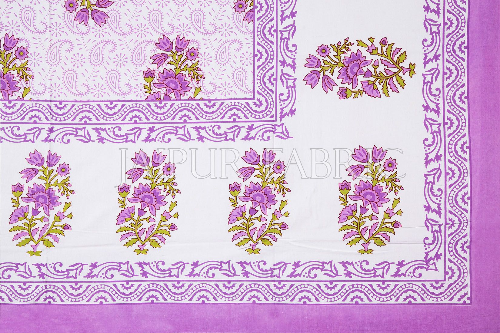 White Base Purple Floral Print Cotton Single Bed Sheet
