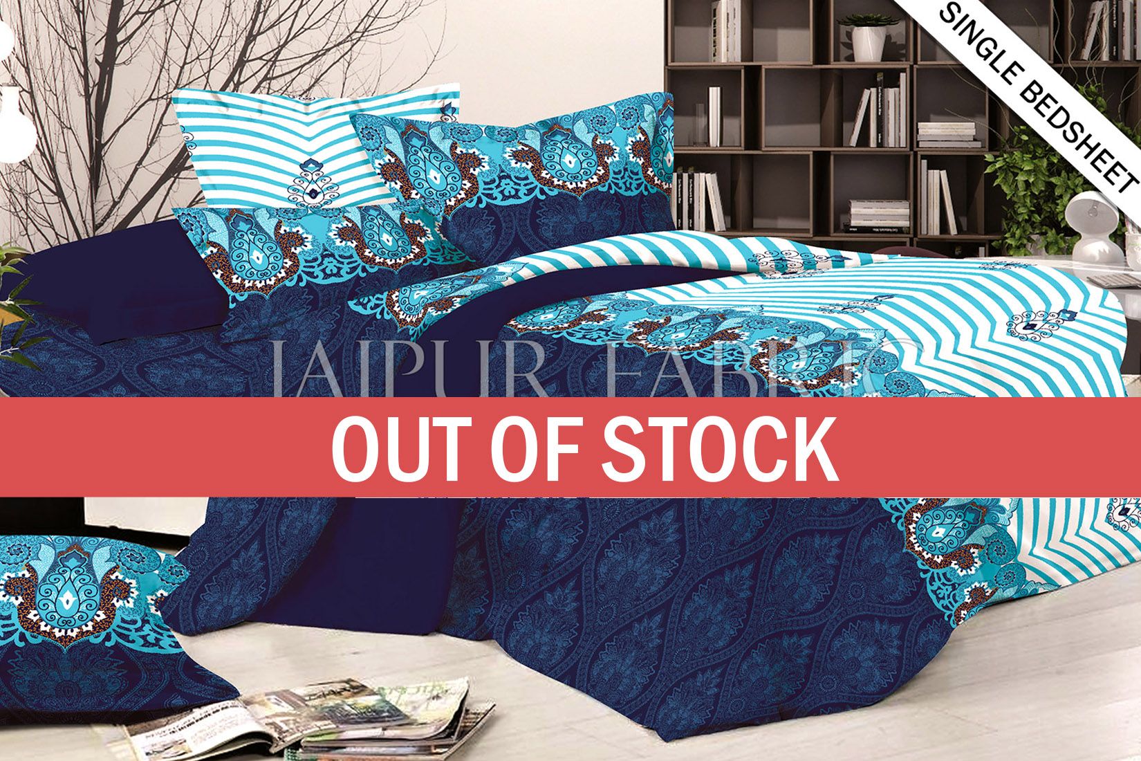 Blue and White Rajasthani Design Single Bed Sheet