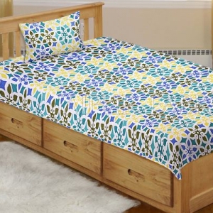 Multi Color Floral Printed Cotton Single Bed sheet