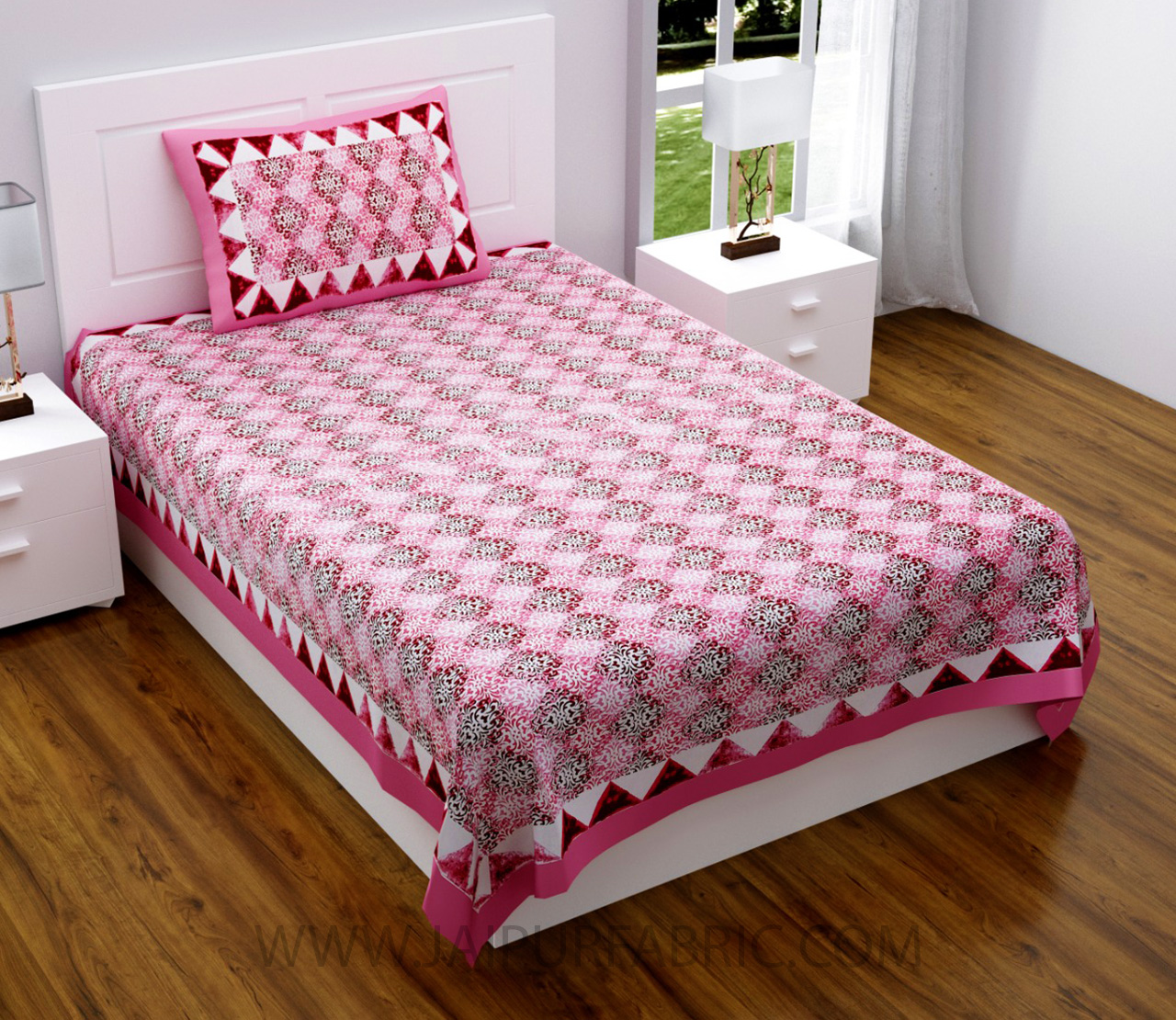 Traditional Delight Pink Single Bedsheet