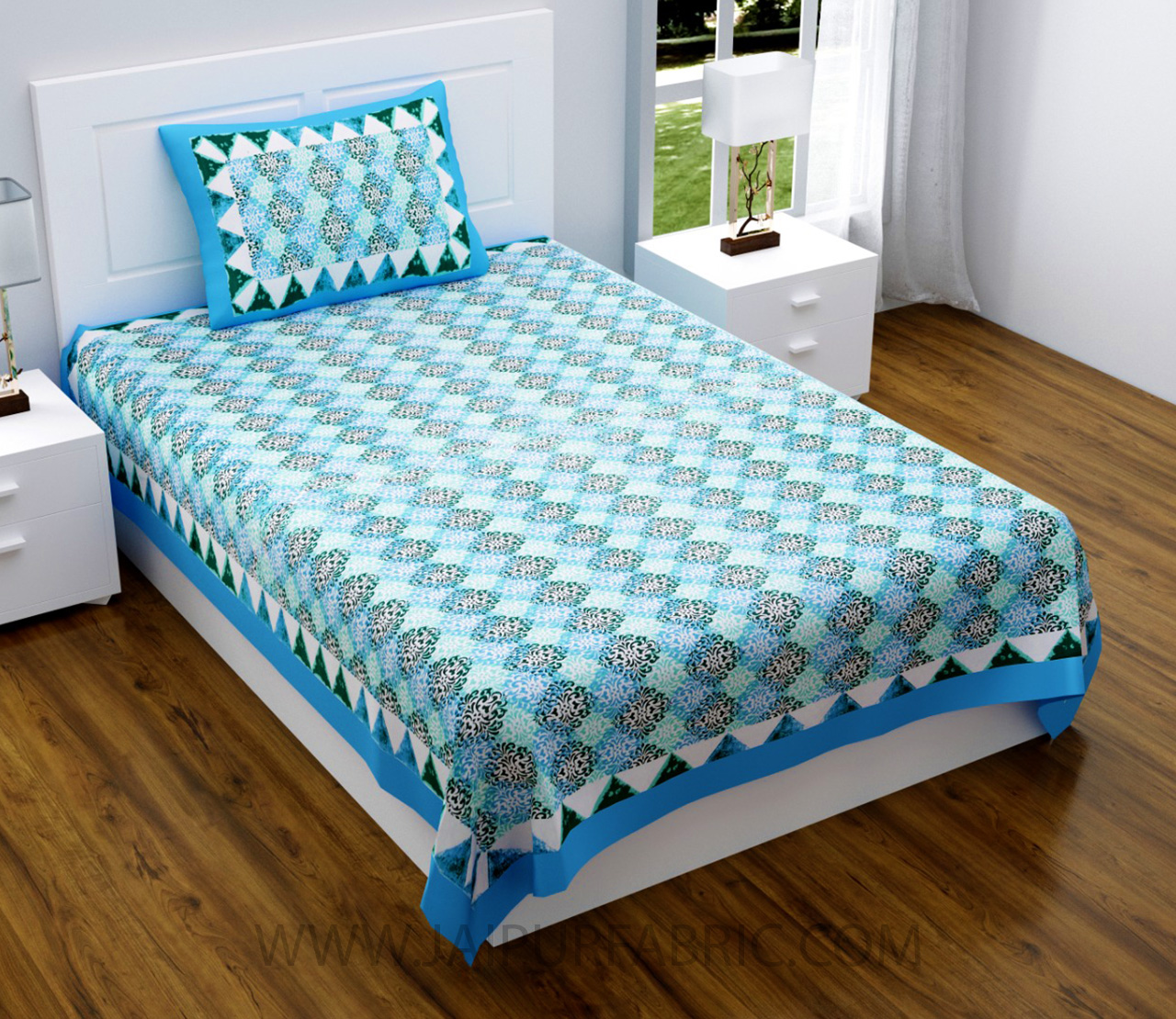 Traditional Delight Blue Single Bedsheet