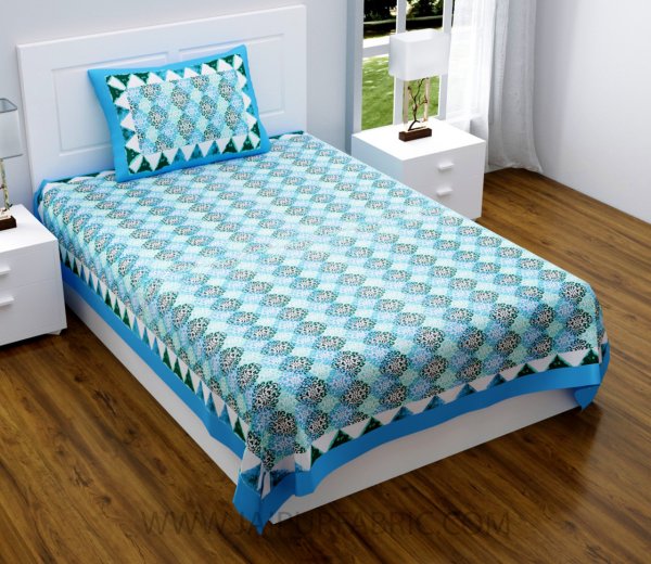 Traditional Delight Blue Single Bedsheet