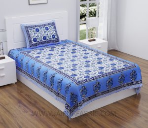 Blue Floral Carnival Single Bedsheet